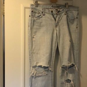 A&F distressed/ripped  light washed jeans